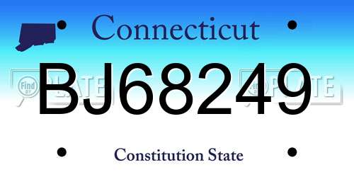 BJ68249 Connecticut License Plate