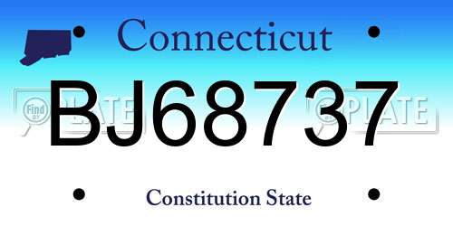 BJ68737 Connecticut License Plate