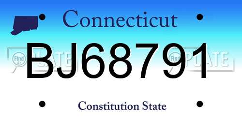 BJ68791 Connecticut License Plate
