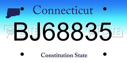 BJ68835 Connecticut License Plate