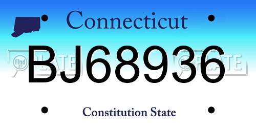 BJ68936 Connecticut License Plate