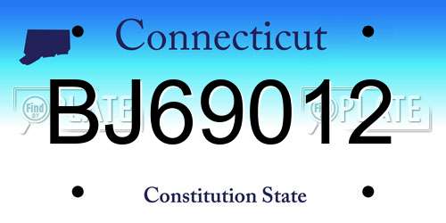 BJ69012 Connecticut License Plate