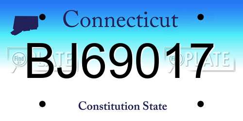 BJ69017 Connecticut License Plate
