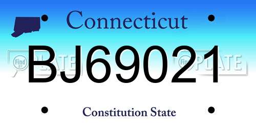 BJ69021 Connecticut License Plate