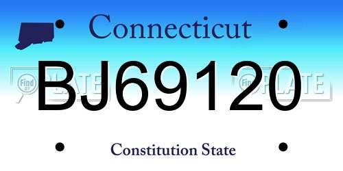 BJ69120 Connecticut License Plate