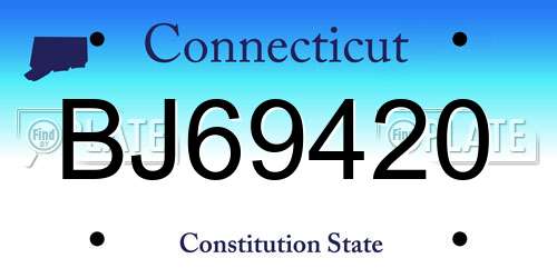 BJ69420 Connecticut License Plate