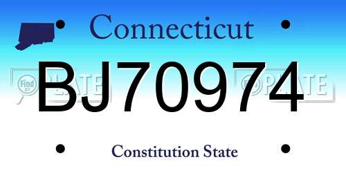BJ70974 Connecticut License Plate