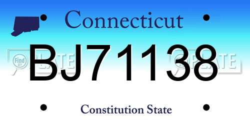 BJ71138 Connecticut License Plate