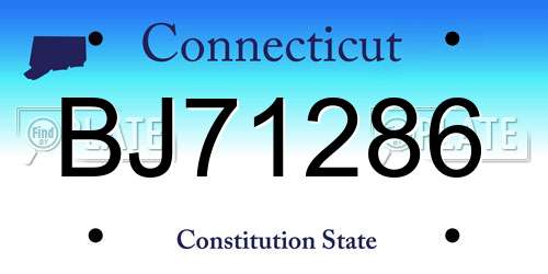 BJ71286 Connecticut License Plate
