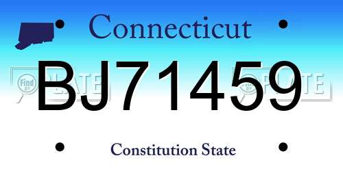 BJ71459 Connecticut License Plate
