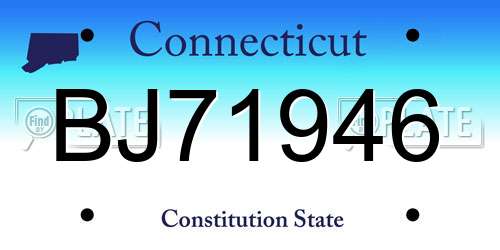 BJ71946 Connecticut License Plate