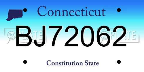 BJ72062 Connecticut License Plate