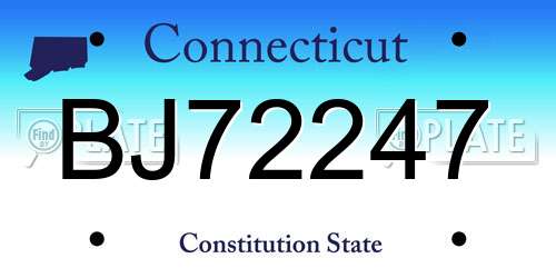 BJ72247 Connecticut License Plate