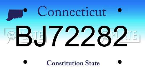 BJ72282 Connecticut License Plate