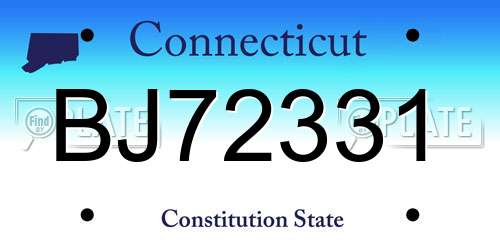 BJ72331 Connecticut License Plate