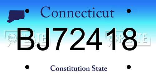 BJ72418 Connecticut License Plate