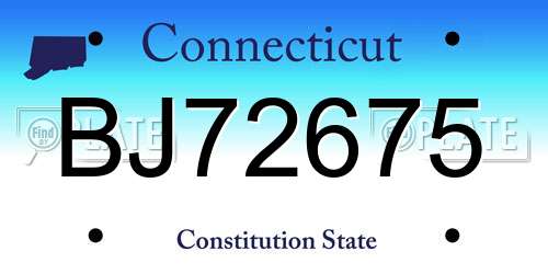 BJ72675 Connecticut License Plate