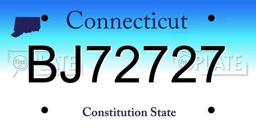 BJ72727 Connecticut License Plate