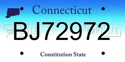 BJ72972 Connecticut License Plate