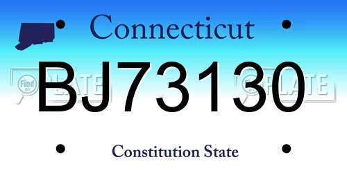 BJ73130 Connecticut License Plate