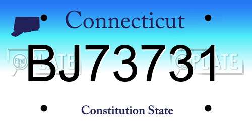 BJ73731 Connecticut License Plate