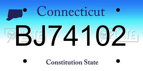 BJ74102 Connecticut License Plate