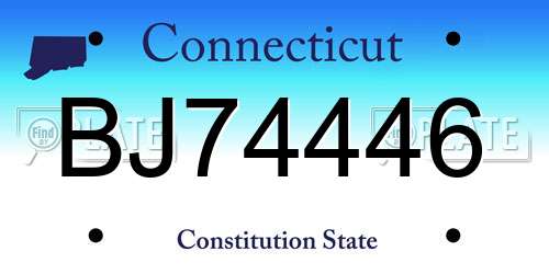 BJ74446 Connecticut License Plate