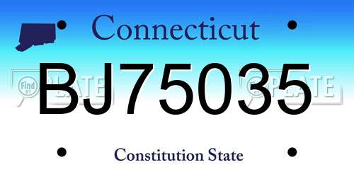 BJ75035 Connecticut License Plate