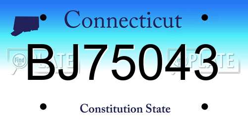 BJ75043 Connecticut License Plate