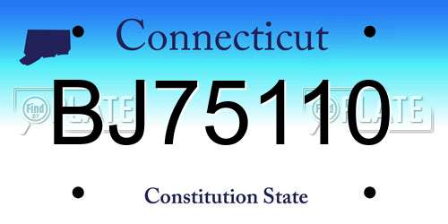 BJ75110 Connecticut License Plate