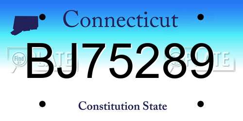 BJ75289 Connecticut License Plate
