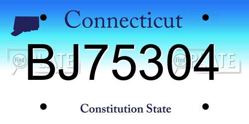 BJ75304 Connecticut License Plate