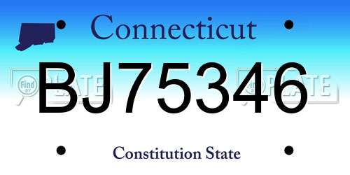 BJ75346 Connecticut License Plate
