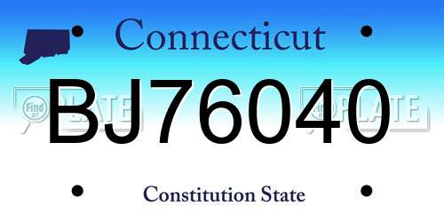 BJ76040 Connecticut License Plate