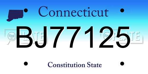 BJ77125 Connecticut License Plate