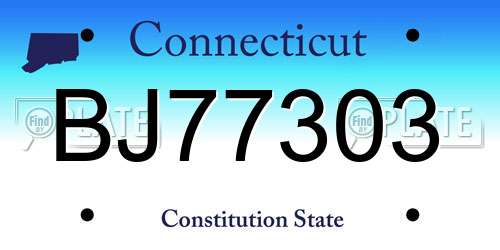 BJ77303 Connecticut License Plate