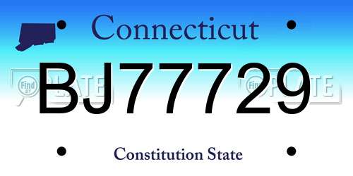 BJ77729 Connecticut License Plate
