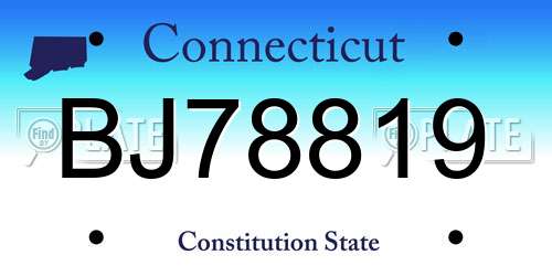 BJ78819 Connecticut License Plate