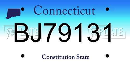 BJ79131 Connecticut License Plate