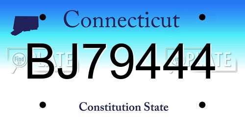 BJ79444 Connecticut License Plate