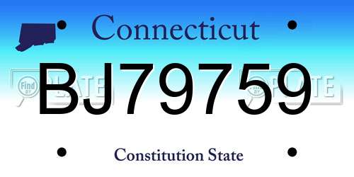 BJ79759 Connecticut License Plate
