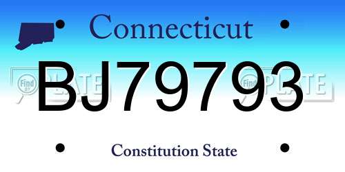 BJ79793 Connecticut License Plate