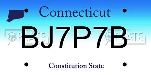 BJ7P7B Connecticut License Plate