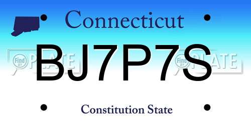 BJ7P7S Connecticut License Plate