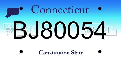 BJ80054 Connecticut License Plate