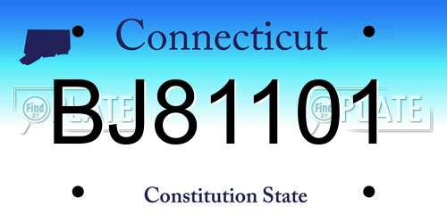 BJ81101 Connecticut License Plate