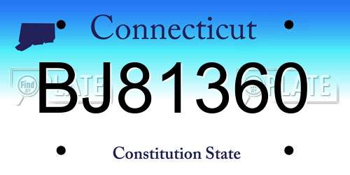 BJ81360 Connecticut License Plate
