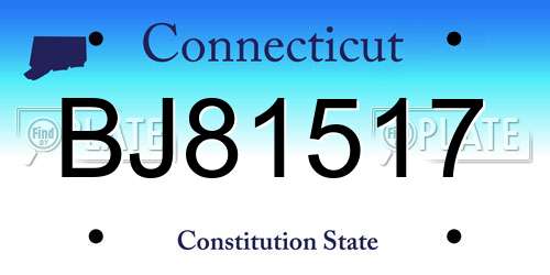 BJ81517 Connecticut License Plate