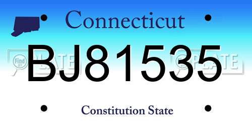 BJ81535 Connecticut License Plate