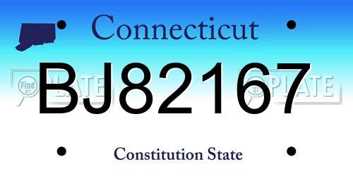 BJ82167 Connecticut License Plate